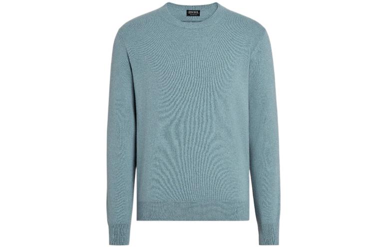 Order Zegna FW22 淺天藍色開司米羊絨圓領毛衣。 UAK10-110-A95