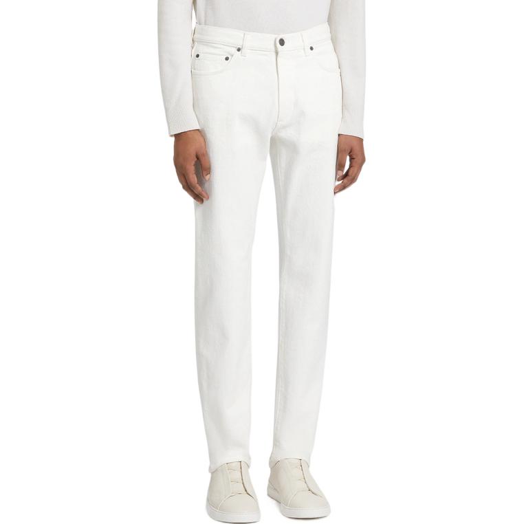 Purchase 杰尼亚 FW22 中腰直筒纯白牛仔裤. E8I81-CITY-100