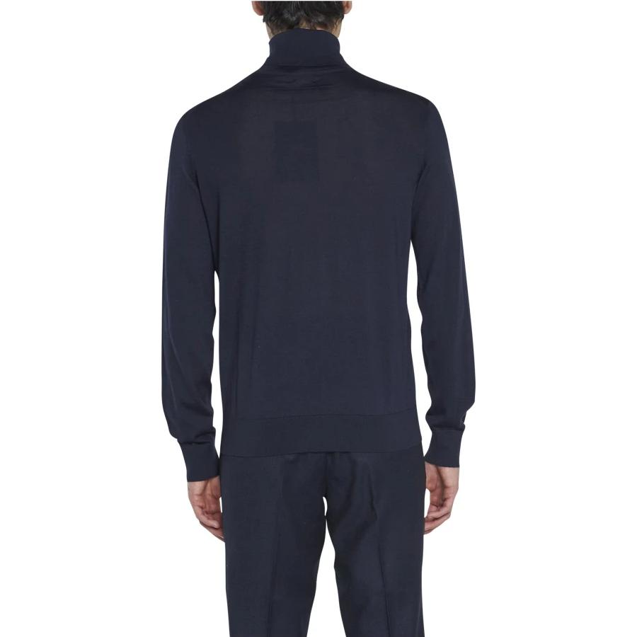 Shop Zegna FW22 Suéter de Cuello Alto Azul Marino Slim Fit. E8J00120B98