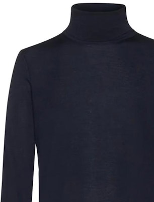 Zegna FW22 Suéter de Cuello Alto Azul Marino Slim Fit. E8J00120B98 Details for Zegna FW22 Suéter de Cuello Alto Azul Marino Slim Fit. E8J00120B98