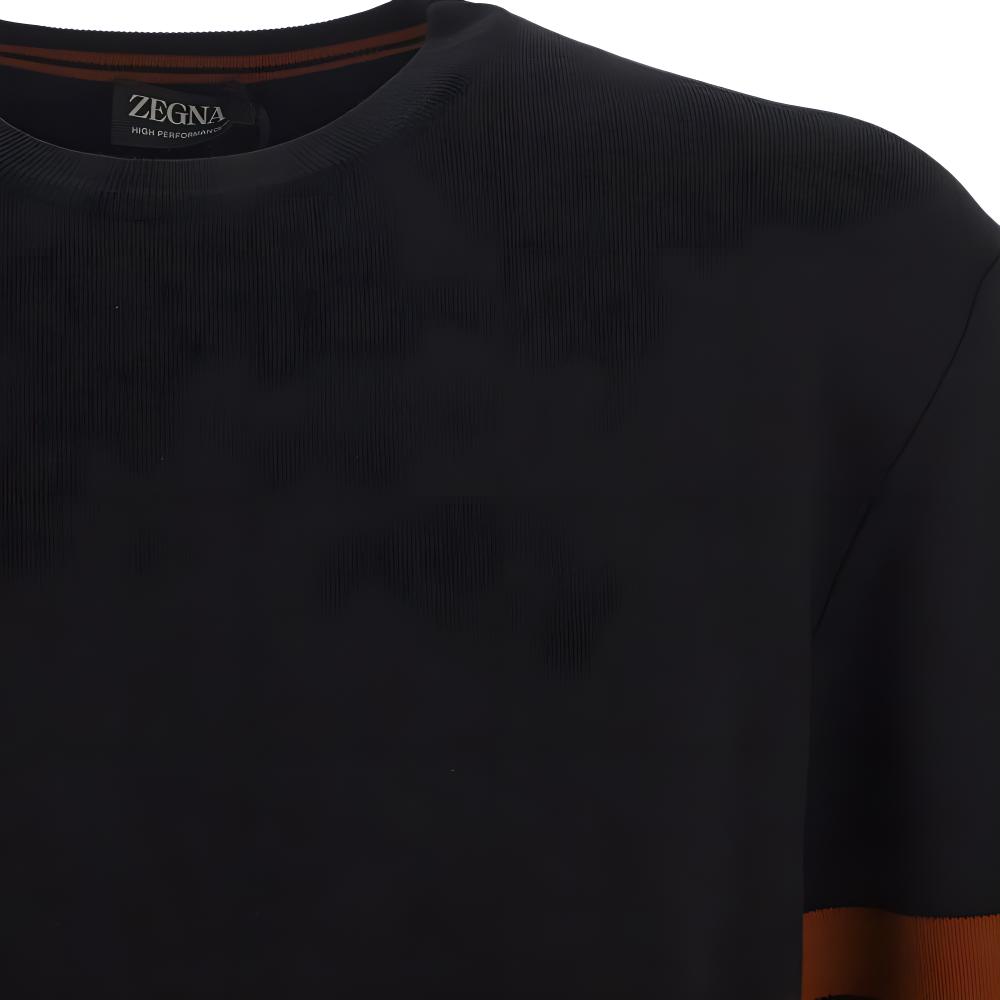 Details for Zegna FW22 黑曜石黑色羊毛條紋裝飾圓領毛衣。 E8M91110-K09