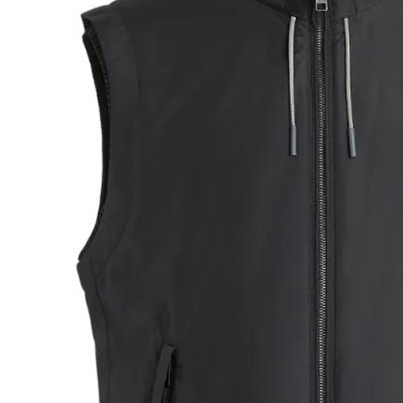 Sizing 제냐 FW22 리버서블 블랙 조끼 - 지퍼, 스트링, 포켓 포함. E7T33-7110B-001