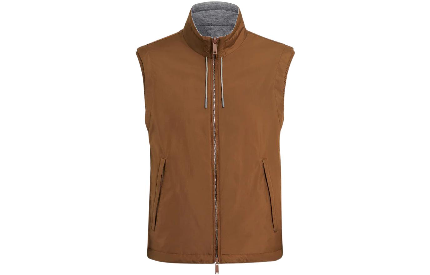 Zegna FW22  Reversible Casual Vest Red Brown. E7T33-7110B-155