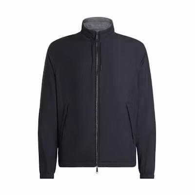 Zegna FW22 Reversible Navy Blue Zip-Up Jacket with Stand Collar. E7T33-7124B-534