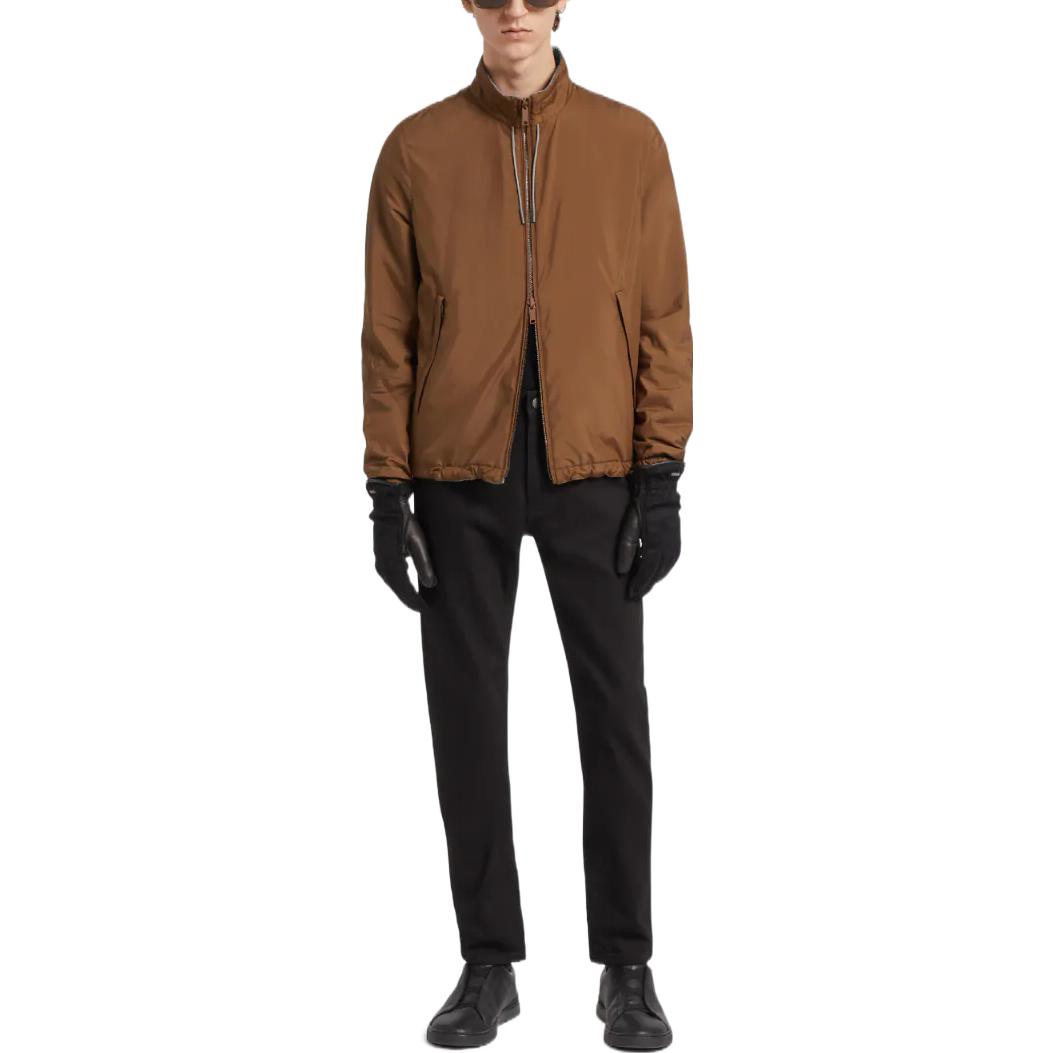 Shop Zegna 秋冬22 雙面穿拉鍊外套 紅棕色 E7T33-7124B-155
