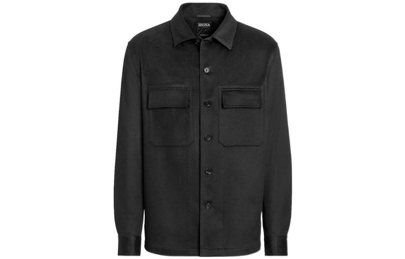 Zegna FW22  Single-Breasted Black Jacket with Large Pockets. E8V46-SOT6-210