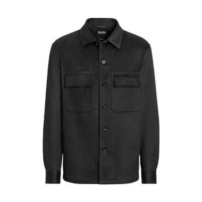 Zegna FW22 Single-Breasted Black Jacket with Large Pockets. E8V46-SOT6-210
