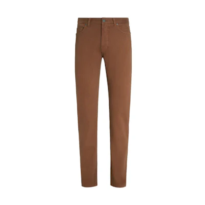 Zegna FW22 Slim Stretch Straight Jeans Camel Red Brown. E8PZW-CITY-VIC