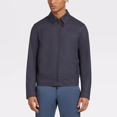 Zegna FW22 Jaket Zip-Up Warna Polos Biru Navy. U7T25-7101-531 Details for Zegna FW22 Jaket Zip-Up Warna Polos Biru Navy. U7T25-7101-531