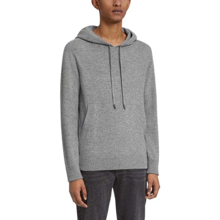 Lookbook Zegna FW22 灰色純色長袖抽繩連帽衫 E8K10-178-K95