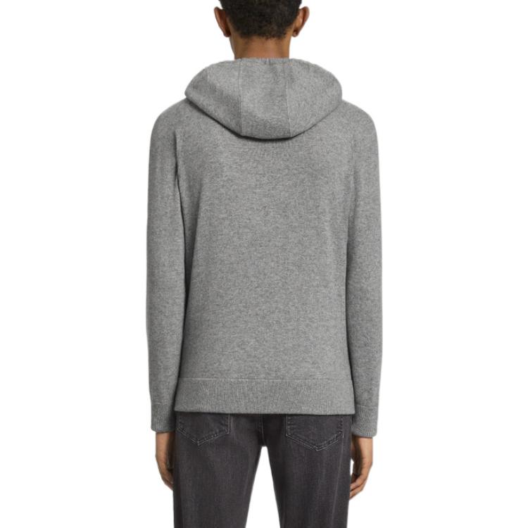 Shop Zegna FW22 灰色純色長袖抽繩連帽衫 E8K10-178-K95