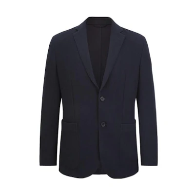 Zegna FW22 Solid Navy Single-Breasted Long-Sleeve Suit Jacket. E7C60-SYF-100