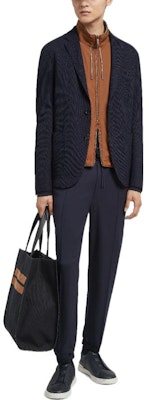 Zegna FW22 Jaket Sut Lengan Panjang Navy Solid Single-Breasted. E7C60-SYF-100 Lookbook Zegna FW22 Jaket Sut Lengan Panjang Navy Solid Single-Breasted. E7C60-SYF-100