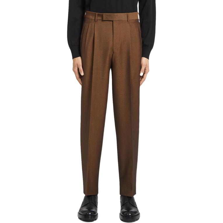 Lookbook Zegna FW22  Solid Pleated Tapered Casual Pants. 401F03-75AD12