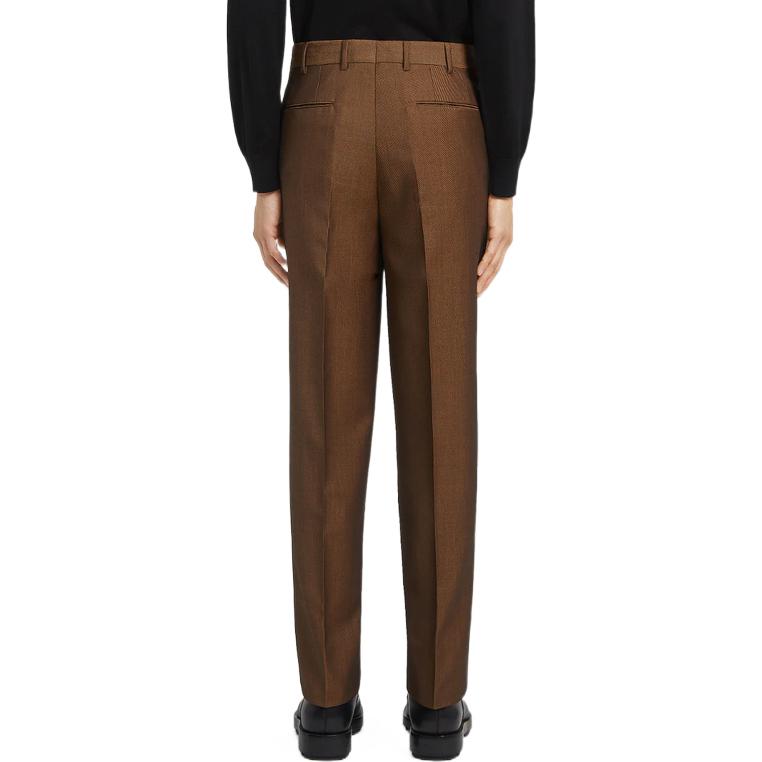Shop Zegna FW22  Solid Pleated Tapered Casual Pants. 401F03-75AD12