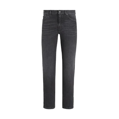 Zegna FW22 Solid Straight-Leg Jeans Deep Gray Casual Denim. E8I80-CITY-002