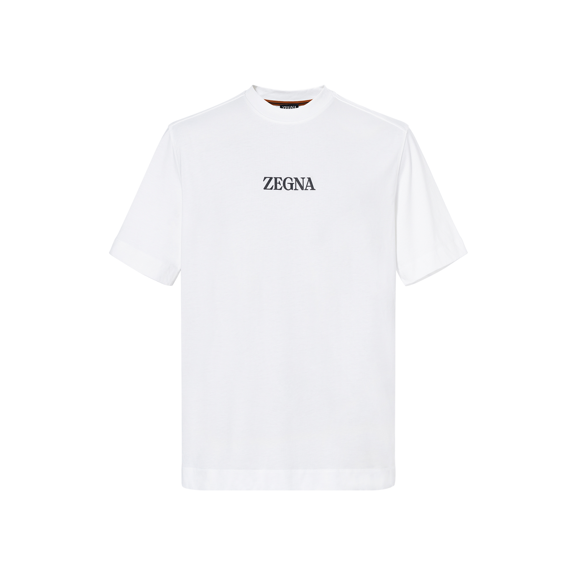 Zegna FW22  White Logo Crewneck T-Shirt. E7364-A777-N01