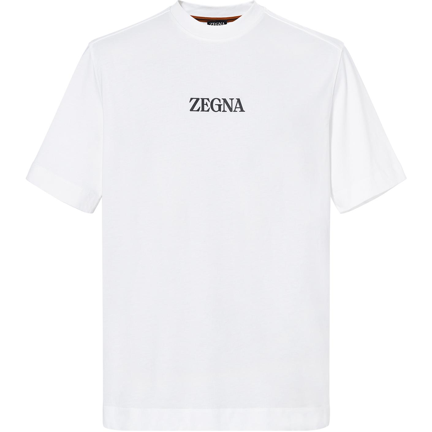 Order Zegna FW22 白色 Logo 圓領短袖 T 恤。 E7364-A777-N01