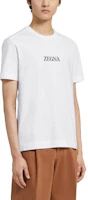 Shop Zegna FW22 白色 Logo 圓領短袖 T 恤。 E7364-A777-N01