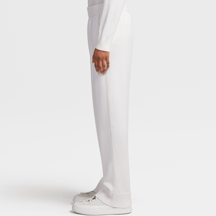 Purchase Zegna 秋冬22 白色羅紋針織抽繩運動長褲 UBQ80A5-TRO-N91