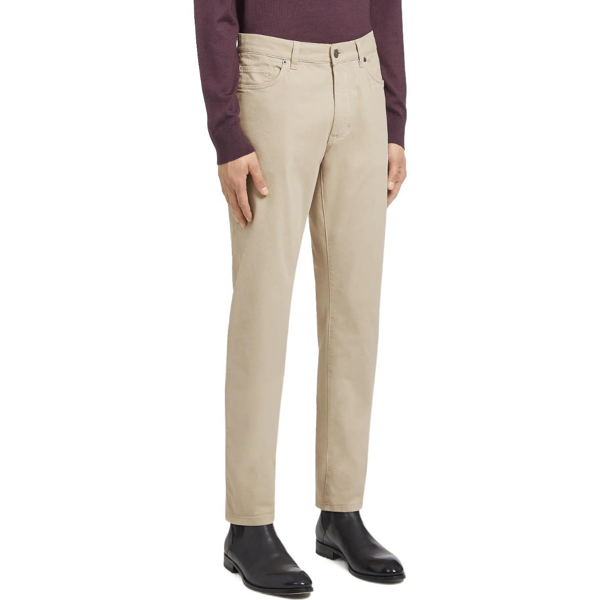 Shop 傑尼亞FW22男裝米色直筒休閒牛仔褲。 E8PZW-CITY-830