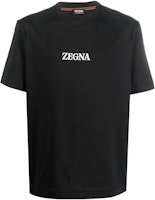 Zegna FW22 Black Crewneck T-Shirt with Logo Print for Men. E7364-A777-K09 Zegna FW22 Black Crewneck T-Shirt with Logo Print for Men. E7364-A777-K09