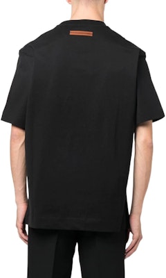 Zegna FW22 Kaos Hitam Crewneck Pria dengan Cetak Logo. E7364-A777-K09 Purchase Zegna FW22 Kaos Hitam Crewneck Pria dengan Cetak Logo. E7364-A777-K09