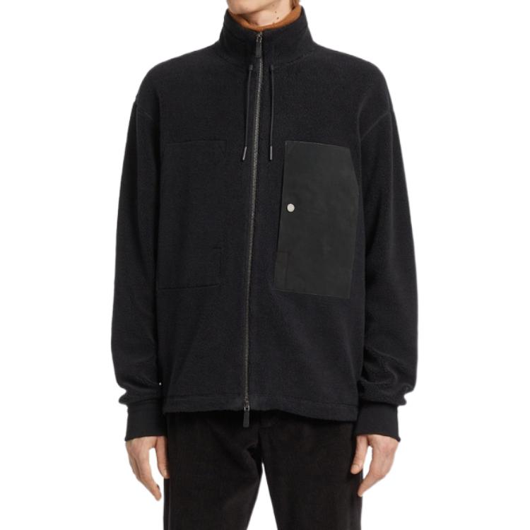 Purchase Zegna FW22 黑色高領口袋貼布長袖運動衫 UA561-A883-K09