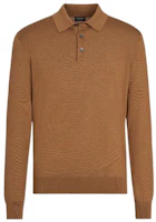 Zegna FW22 Classic Long Sleeve Polo Shirt Men’s Camel Brown. E8J00-132-N95 Zegna FW22 Classic Long Sleeve Polo Shirt Men’s Camel Brown. E8J00-132-N95
