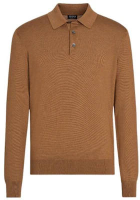 ゼニア FW22 クラシック長袖ポロシャツ メンズ キャメルブラウン. E8J00-132-N95 Order ゼニア FW22 クラシック長袖ポロシャツ メンズ キャメルブラウン. E8J00-132-N95