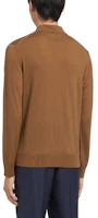 Shop Zegna 秋冬22經典長袖男士Polo衫駝棕色。 E8J00-132-N95