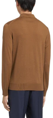 ゼニア FW22 クラシック長袖ポロシャツ メンズ キャメルブラウン. E8J00-132-N95 Shop ゼニア FW22 クラシック長袖ポロシャツ メンズ キャメルブラウン. E8J00-132-N95