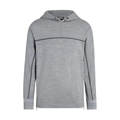 Zegna FW22 Contrast Trim Detail Hoodie Men’s Grey UA503ACT835K95