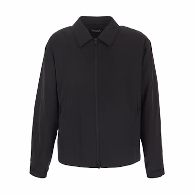 Zegna FW22 Lightweight Zip-Up Shirt Jacket Black Men’s UATB1A-411K09