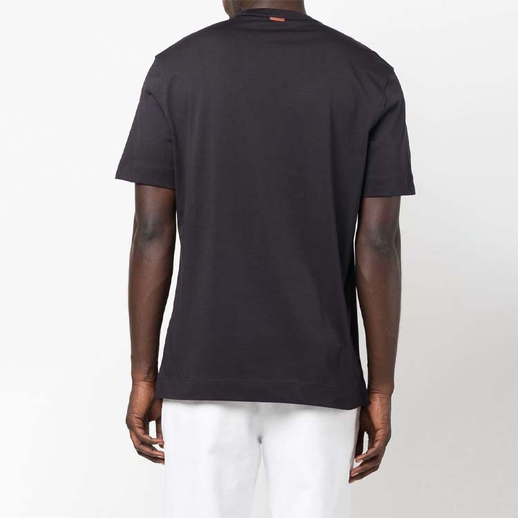 Shop Zegna 2022秋冬款標誌刺繡短袖圓領T恤 藍色 (). UA360A760-B09