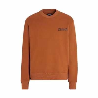 Zegna FW22 Logo Print Crewneck Pullover Sweatshirt Men’s Red Brown UA522-ACT872-VJC
