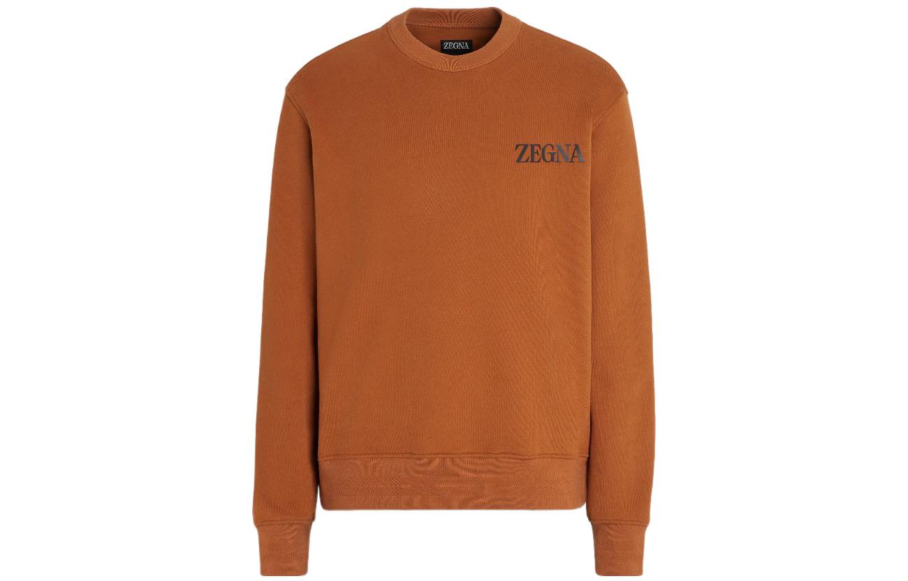 Order Zegna FW22標誌印花男士紅棕色圓領套頭衫 UA522-ACT872-VJC