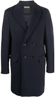 Zegna FW22 Navy Blue Double-Breasted Wool Coat for Men 4DG4G0498706-412 Zegna FW22 Navy Blue Double-Breasted Wool Coat for Men 4DG4G0498706-412