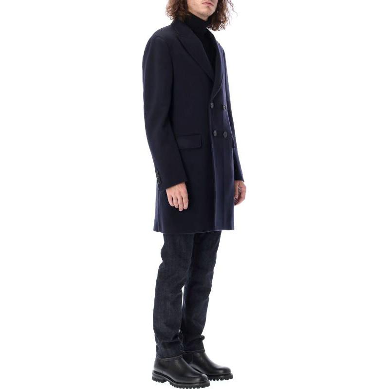Lookbook Zegna FW22 Navy Blue Double-Breasted Wool Coat for Men 4DG4G0498706-412