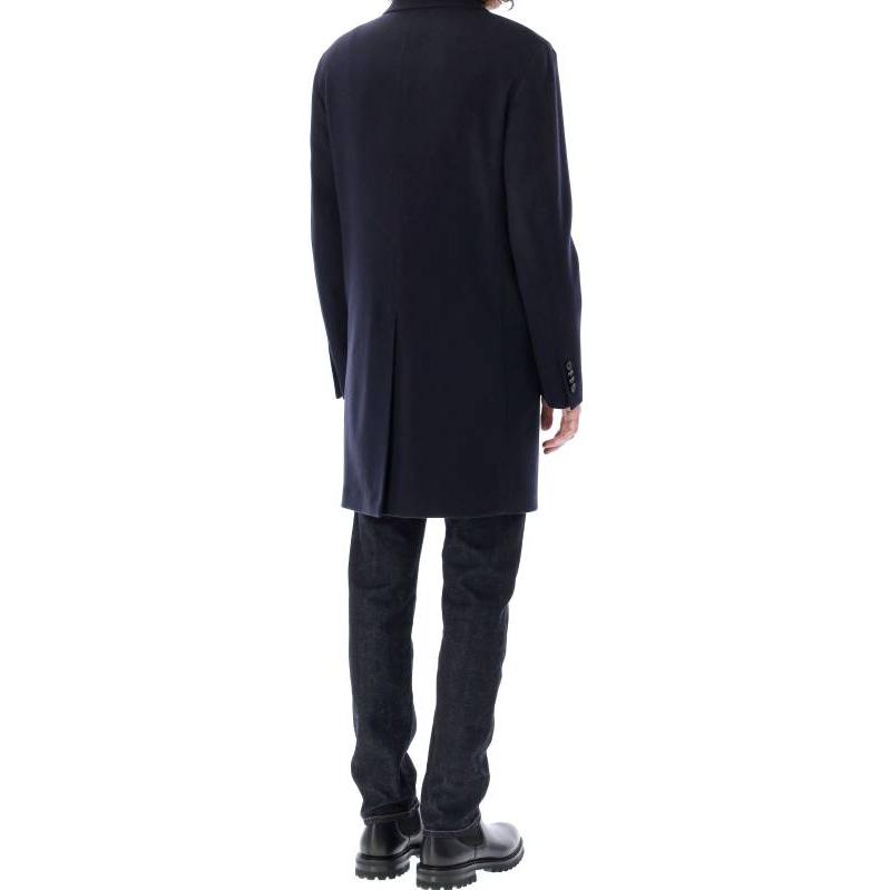 Purchase Zegna FW22 Navy Blue Double-Breasted Wool Coat for Men 4DG4G0498706-412
