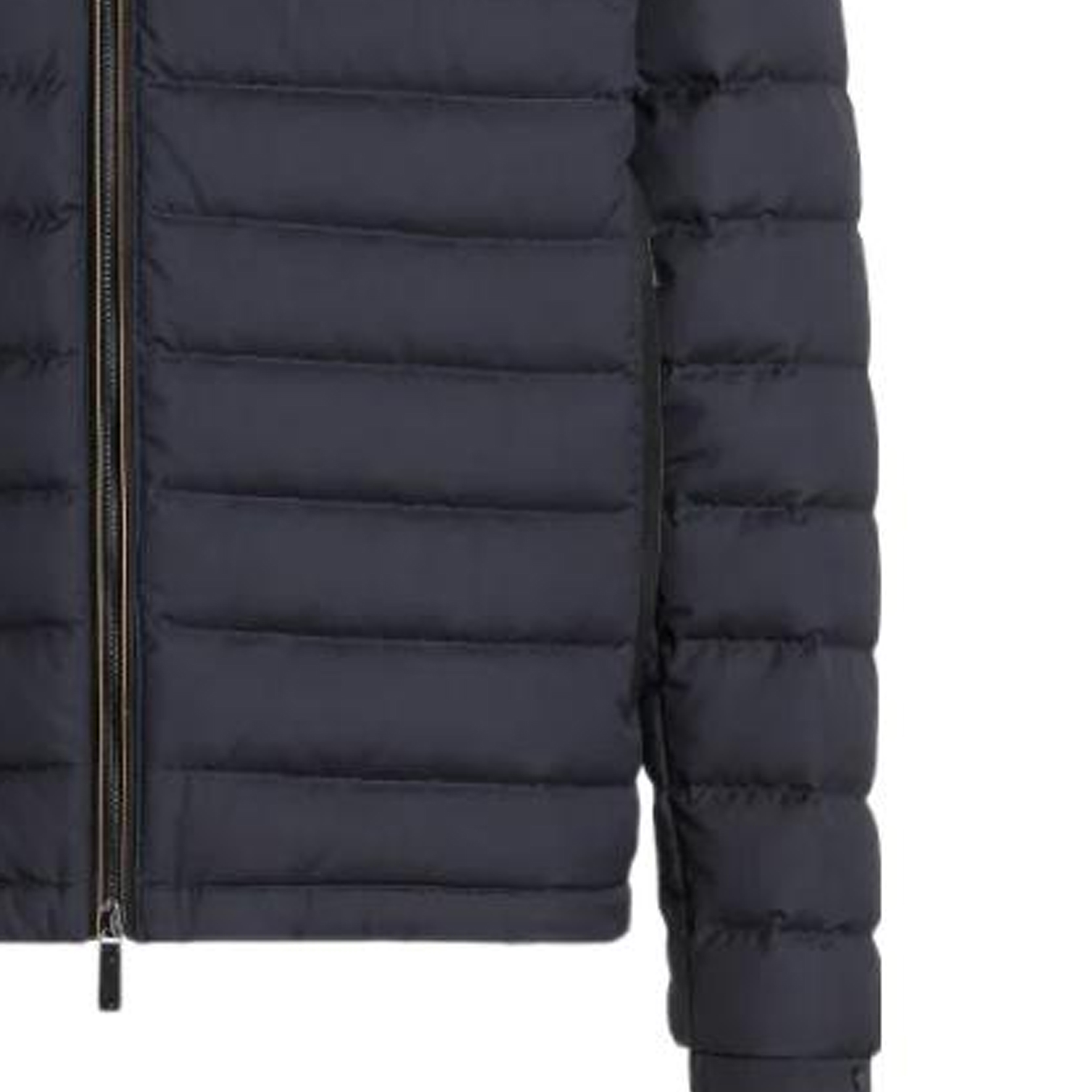 Sizing Zegna FW22 Jaket Lelaki Biru Navy Quilted Zip-Up Hooded Down. E7T25-7209B-531