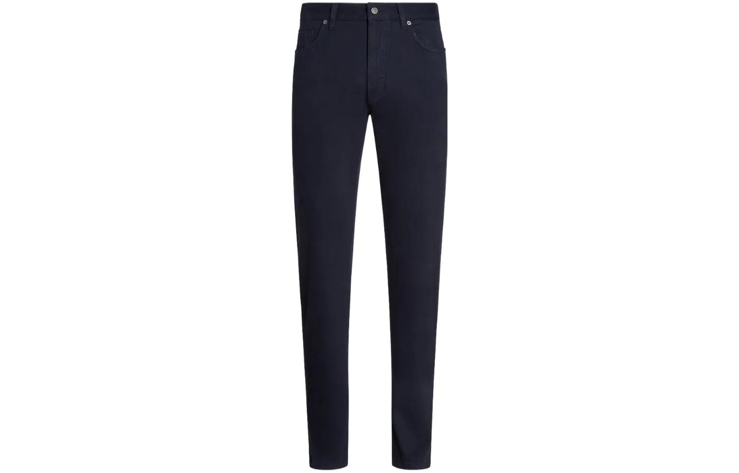 Zegna FW22 Navy Blue Solid Casual Jeans for Men E8PZW-CITY-NAV