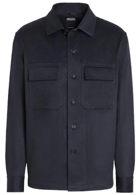 Zegna FW22 Navy Blue Solid Pocket Button-Up Shirt Jacket for Men E8V46-SOT6-923 Order Zegna FW22 Navy Blue Solid Pocket Button-Up Shirt Jacket for Men E8V46-SOT6-923