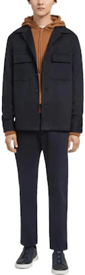 Zegna FW22 Navy Blue Solid Pocket Button-Up Shirt Jacket for Men E8V46-SOT6-923 Lookbook Zegna FW22 Navy Blue Solid Pocket Button-Up Shirt Jacket for Men E8V46-SOT6-923