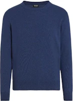 Order Zegna 2022秋冬Oasi藍色純羊毛男士長袖圓領毛衣 UAK10-110-B96