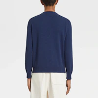 Purchase Zegna 2022秋冬Oasi藍色純羊毛男士長袖圓領毛衣 UAK10-110-B96