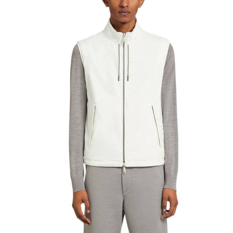 Purchase Zegna FW22 Chaleco Reversible Hombre Blanco/Gris Color Sólido con Cremallera. E7T33-7110B-997