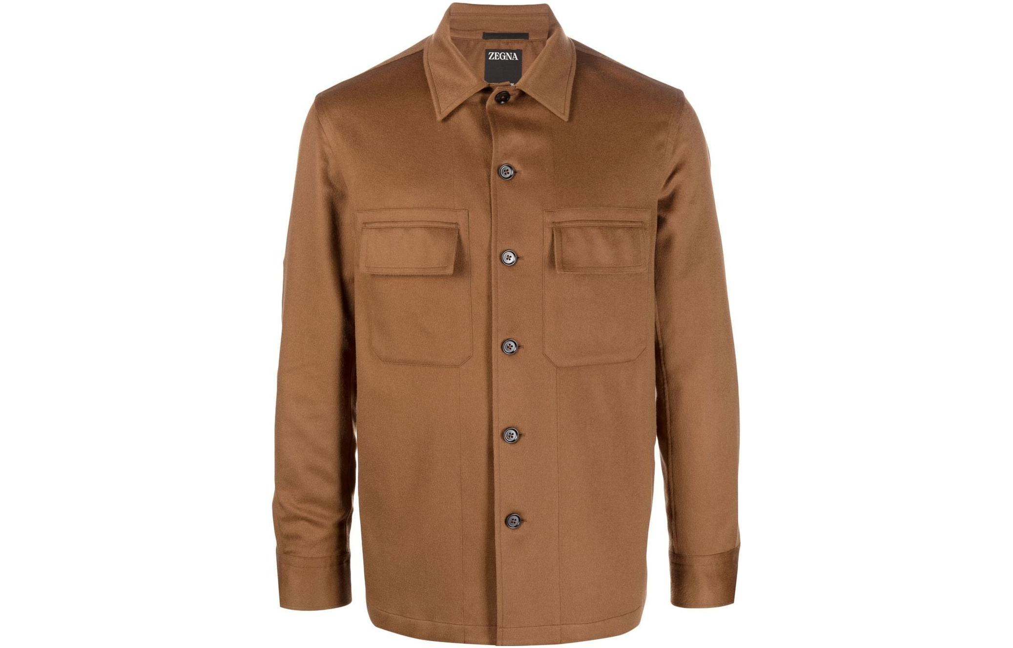 Zegna FW22 Single-Breasted Brown Jacket with Pocket  Outerwear. E8V46S-OT609