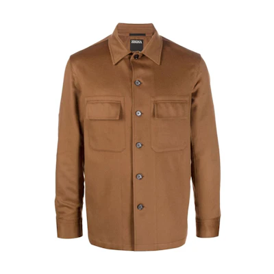 Zegna FW22 Single-Breasted Brown Jacket with Pocket Outerwear. E8V46S-OT609
