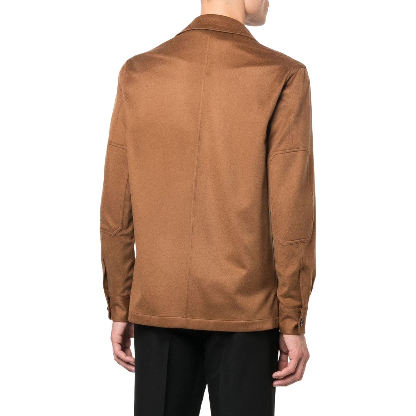 Shop Zegna FW22 Chaqueta Marrón Cruzada con Bolsillos para Hombre. E8V46S-OT609